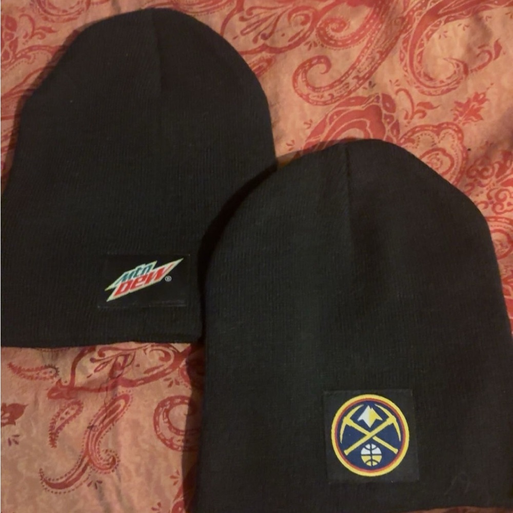 Black Denver Nuggets/Mountain Dew Beanie 2pc Set Bundle